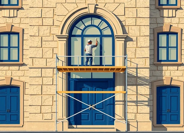 Ravalement de façade en pierre, nettoyage et application d'enduit