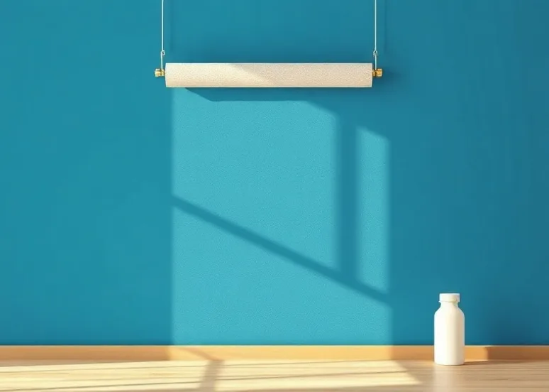 Pose de papier peint, rouleau et brosse à maroufler